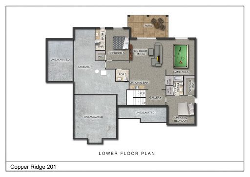 Lower floor plan Copper Ridge new homes in Hebron